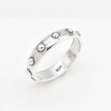 Beaded Gold Band - Wide Dotted Ring, Unique Wedding Band
