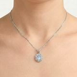 Natural Moonstone Necklace - Rainbow Moonstone Pendant - Flower Cluster Necklace
