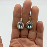 Blue Topaz Vintage Earrings - Blue Topaz Long Earrings - Natural Blue Topaz Earrings