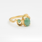 Two Stone Emerald Gold Ring - Statement Emerald Ring - Natural Emerald Ring