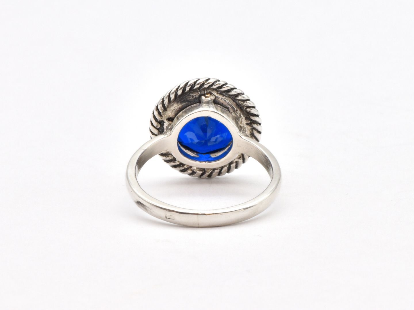 Ring Blue Sapphire filigree Ring eco-friendly sterling silver 1/2 ct September Birthstone - Custom Made in your 2024 Size -lab grown- Faithful