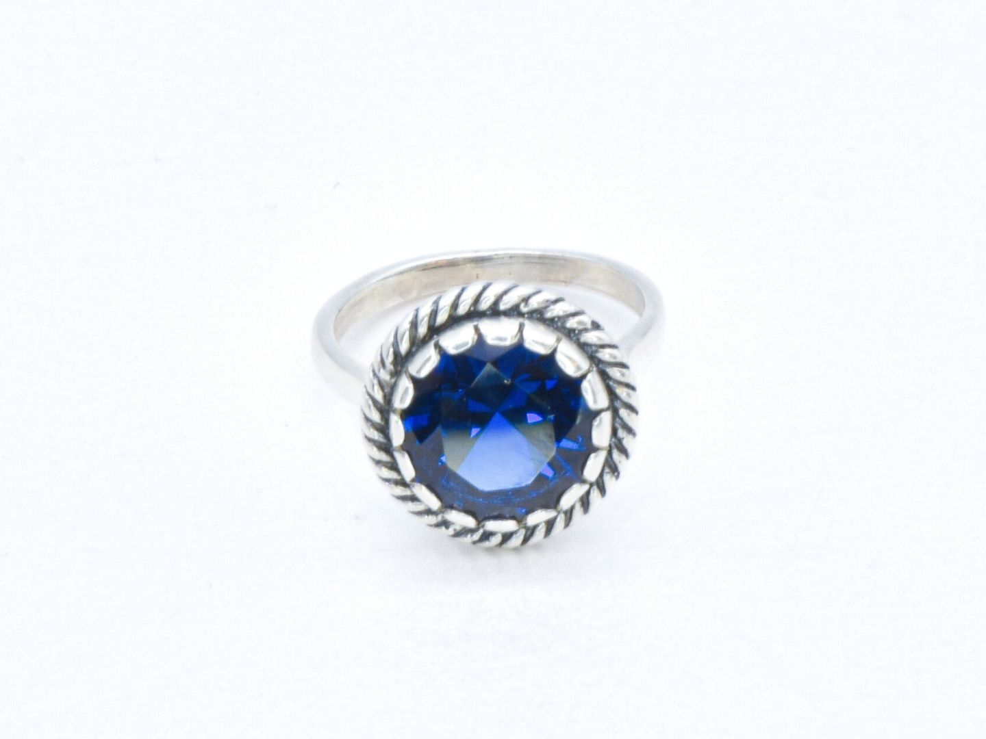 Created Sapphire Ring made in 925 Sterling Silver with Round Created Blue Sapphire in Prong setting, September Birthstone gift idea, symbolizes sincerity, truth, and faithfulness, ideal for everyday wear and perfect for birthday gifting and special occasions.