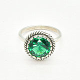 Stunning 925 Sterling Silver Ring with a Round Created Green Emerald, ideal for daily wear and meaningful birthday gifts.