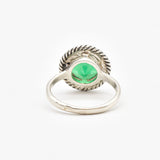 Chic 925 Sterling Silver Ring adorned with a Round Created Green Emerald, a meaningful gift for May birthdays and special occasions.
