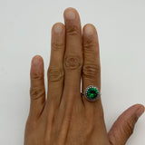 Elegant 925 Sterling Silver Ring showcasing a Round Created Green Emerald, symbolizes love and perfect for May birthdays.