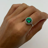 Beautiful 925 Sterling Silver Emerald Ring featuring a Round Created Green Emerald, perfect for birthdays and special occasions.