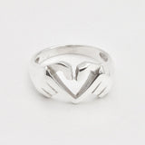 Hand Heart Ring - Gold Heart Ring, Hand Gesture Ring