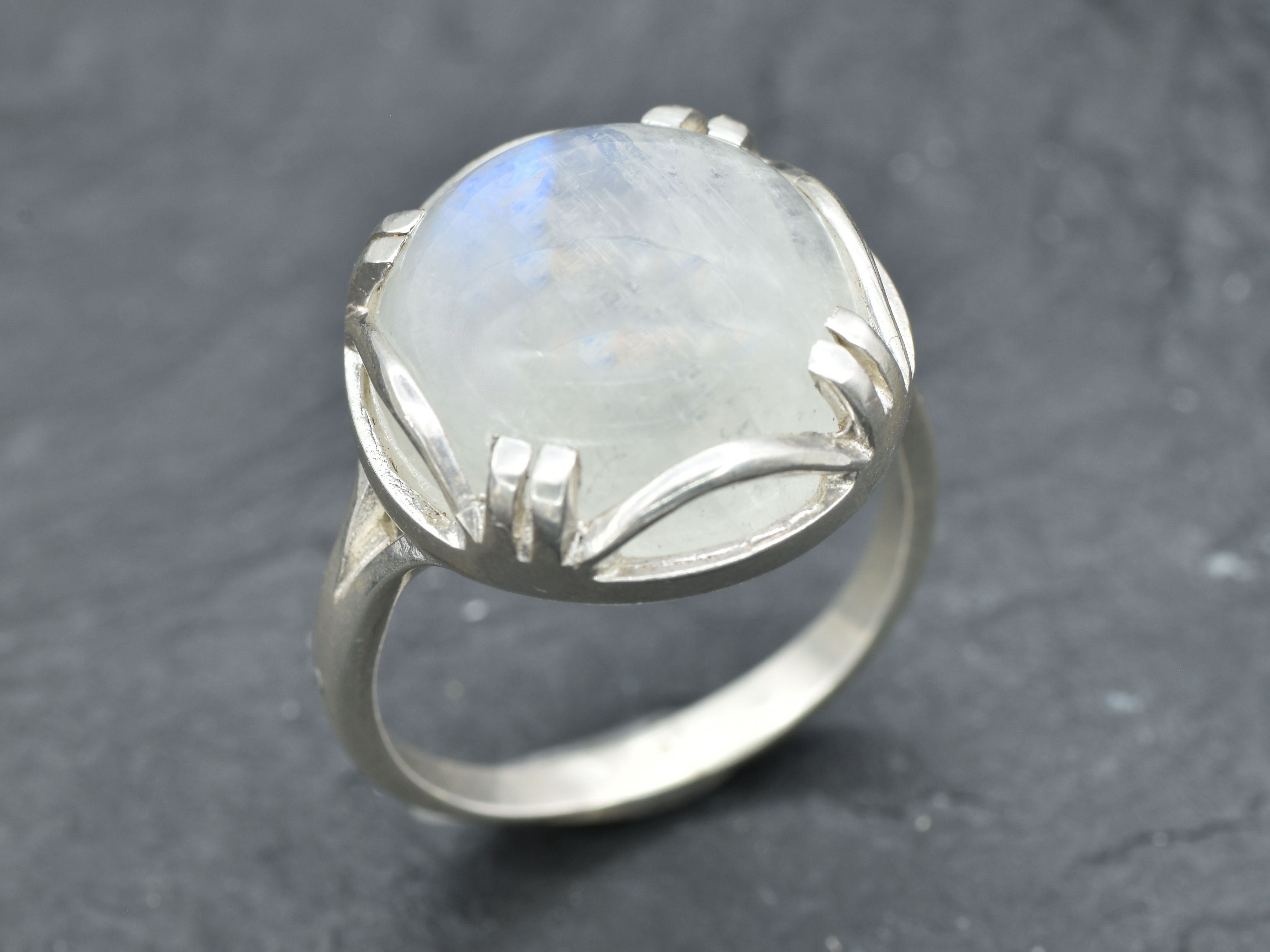 Statement Moonstone Ring, June Birthstone Ring, Unique Rainbow Moonstone Ring