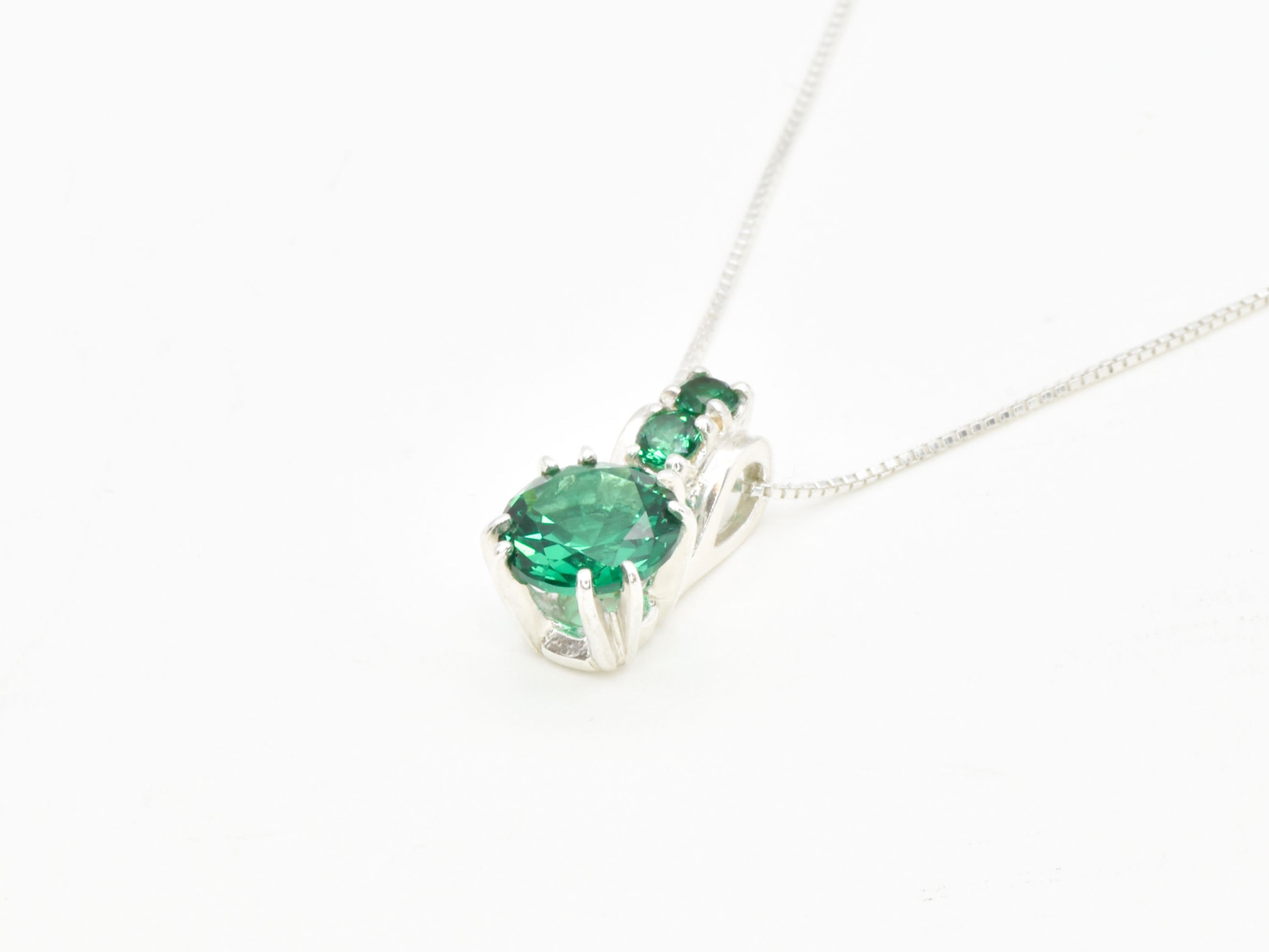 Stunning Created Emerald Pendant in 925 Sterling Silver, ideal gift for May birthdays and everyday elegance.