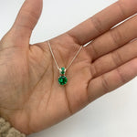 Charming Created Emerald Pendant in 925 Sterling Silver, symbolizes love and renewal, perfect for daily wear and celebrations.