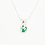 Graceful 925 Sterling Silver Pendant featuring a Round Created Green Emerald, an ideal token for May birthdays and festive moments.