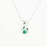 Graceful 925 Sterling Silver Pendant featuring a Round Created Green Emerald, an ideal token for May birthdays and festive moments.
