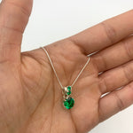 Elegant 925 Sterling Silver Emerald Pendant with Round Created Green Emerald, perfect for May birthdays and special occasions.