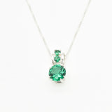 Created Emerald Pendant made in 925 Sterling Silver with Round Created Green Emerald in Prong setting, May Birthstone gift idea, symbolizes, ideal for everyday wear and perfect for birthday gifting and special occasions.
