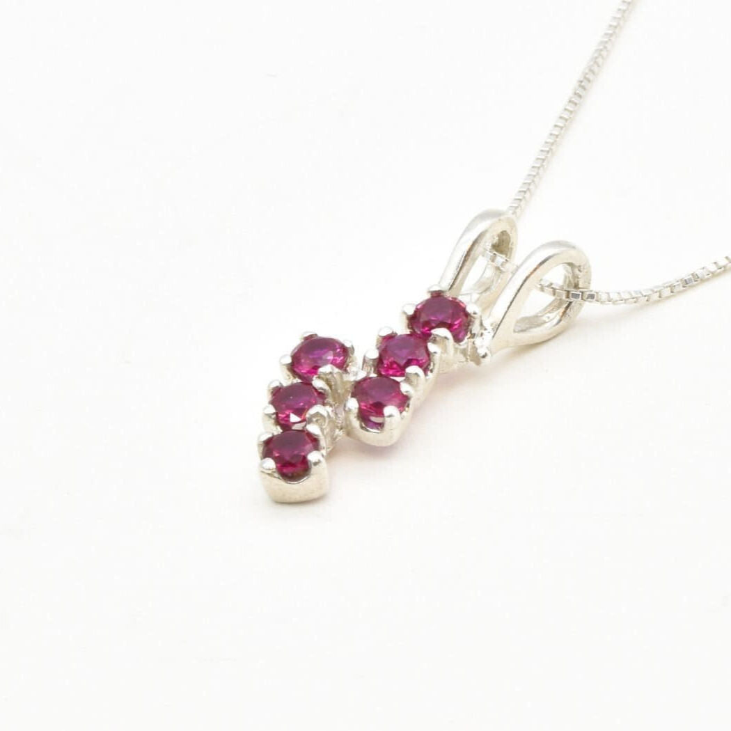 Elegant 925 Sterling Silver Created Ruby Pendant, symbolizes nobility, perfect for July birthdays and everyday chic style.