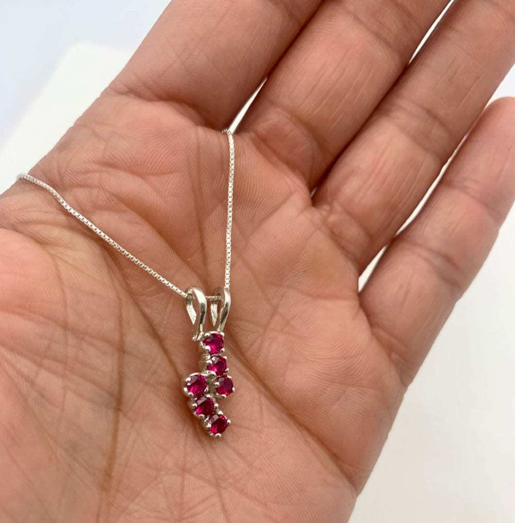 Created Ruby Pendant in 925 Sterling Silver, July birthstone, a symbol of passion and purity, perfect for special occasions.