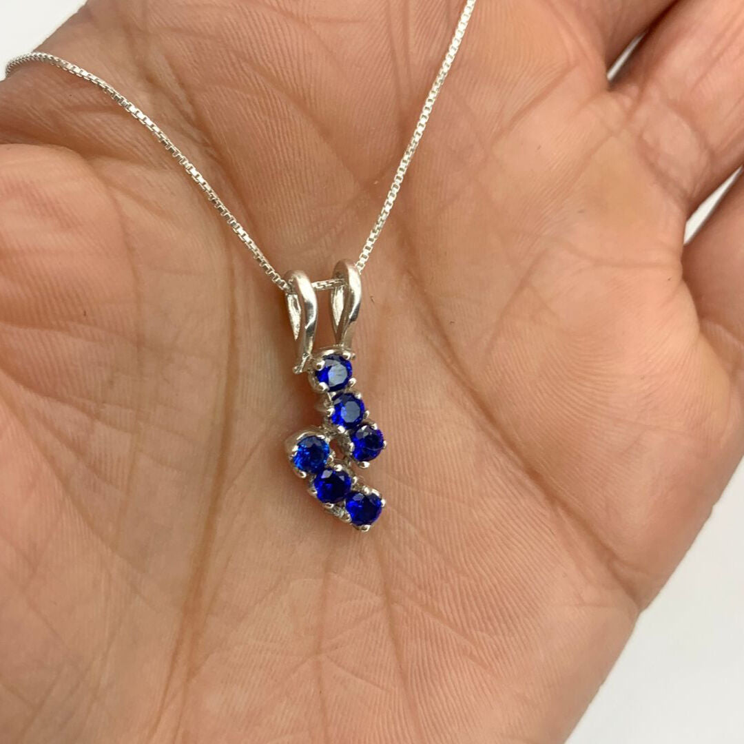 Created Sapphire Earrings in 925 Sterling Silver, featuring round blue sapphires, a perfect birthday gift for September.