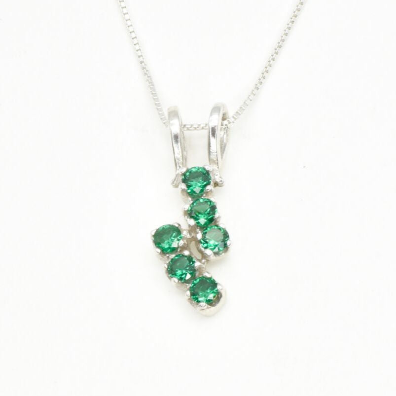 Created Emerald Pendant made in 925 Sterling Silver with Round Created Green Emerald in Prong setting, May Birthstone gift idea, symbolizes, ideal for everyday wear and perfect for birthday gifting and special occasions.