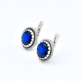 Round Sapphire Earrings - Blue Vintage Earrings - September Birthstone Studs