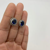 Round Sapphire Earrings - Blue Vintage Earrings - September Birthstone Studs