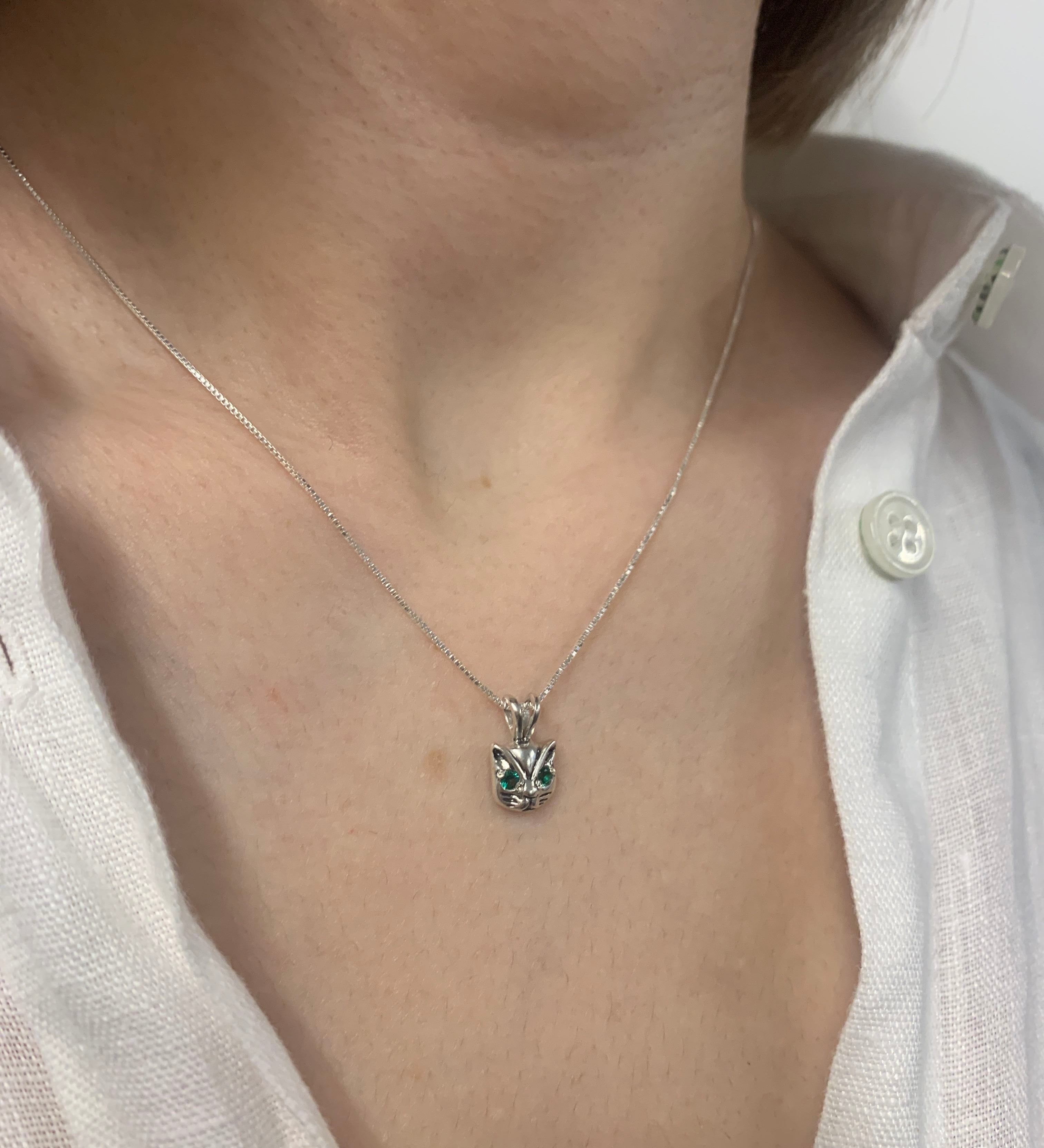 Elegant 925 Sterling Silver Emerald Pendant with Round Created Green Emerald, perfect for May birthdays and everyday elegance.