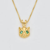 Created Emerald Pendant made in 18k Gold Vermeil with Round Created Green Emerald in Prong setting, May Birthstone gift idea, symbolizes, ideal for everyday wear and perfect for birthday gifting and special occasions.