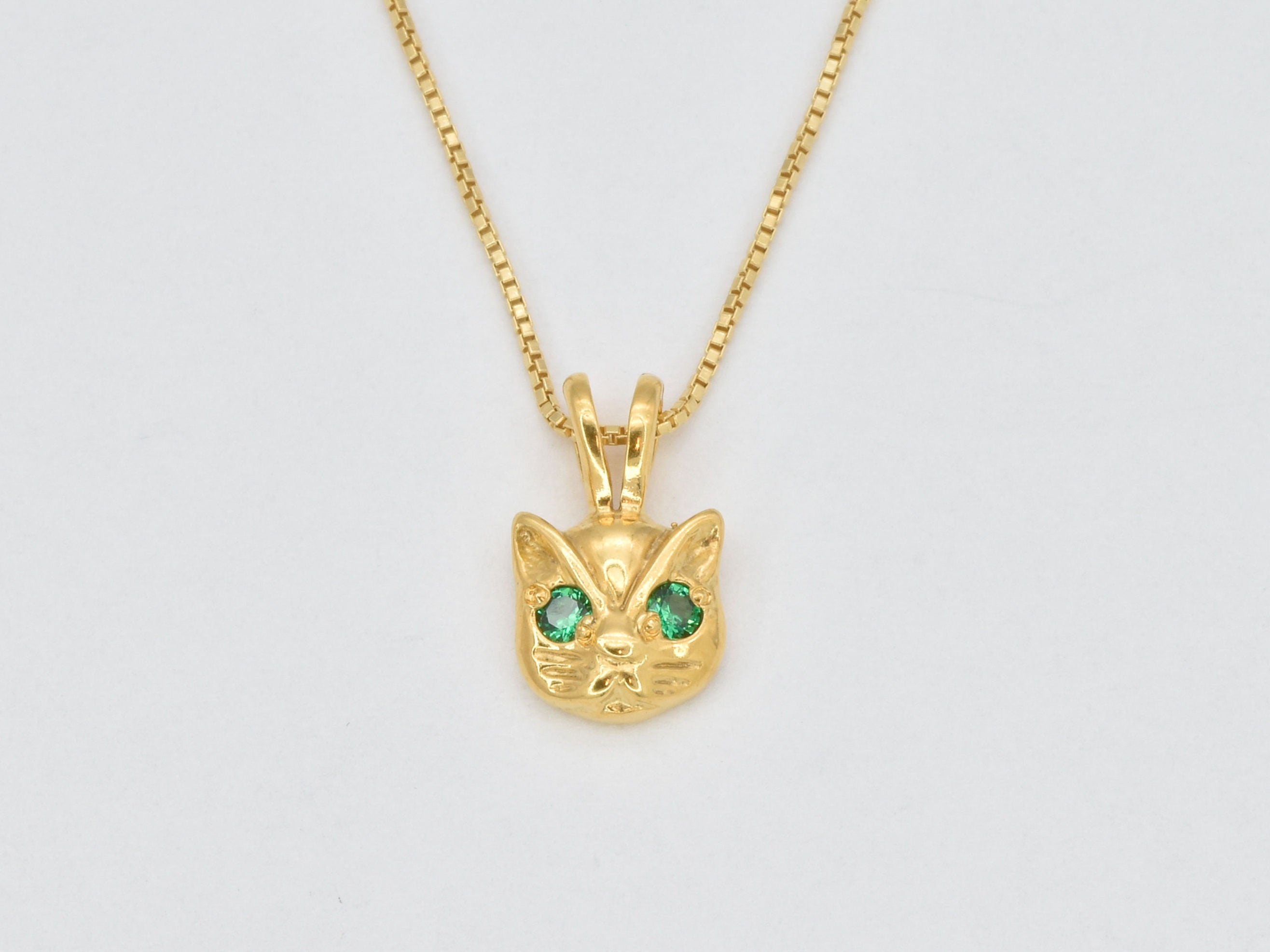Created Emerald Pendant made in 18k Gold Vermeil with Round Created Green Emerald in Prong setting, May Birthstone gift idea, symbolizes, ideal for everyday wear and perfect for birthday gifting and special occasions.
