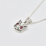 Elegant Ruby Pendant in 925 Sterling Silver featuring a Round Created Red Ruby, perfect for special occasions and birthdays.
