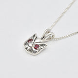 Elegant Ruby Pendant in 925 Sterling Silver featuring a Round Created Red Ruby, perfect for special occasions and birthdays.