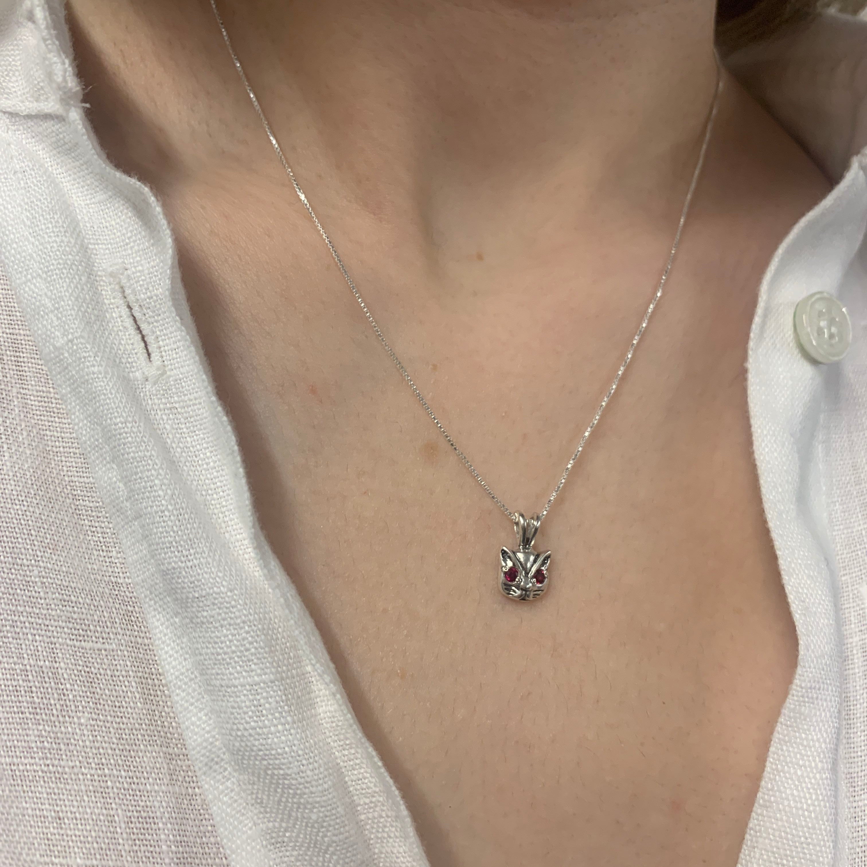 Ruby Pendant in 925 Sterling Silver, Round Created Red Ruby; ideal July birthday gift symbolizing passion and purity.