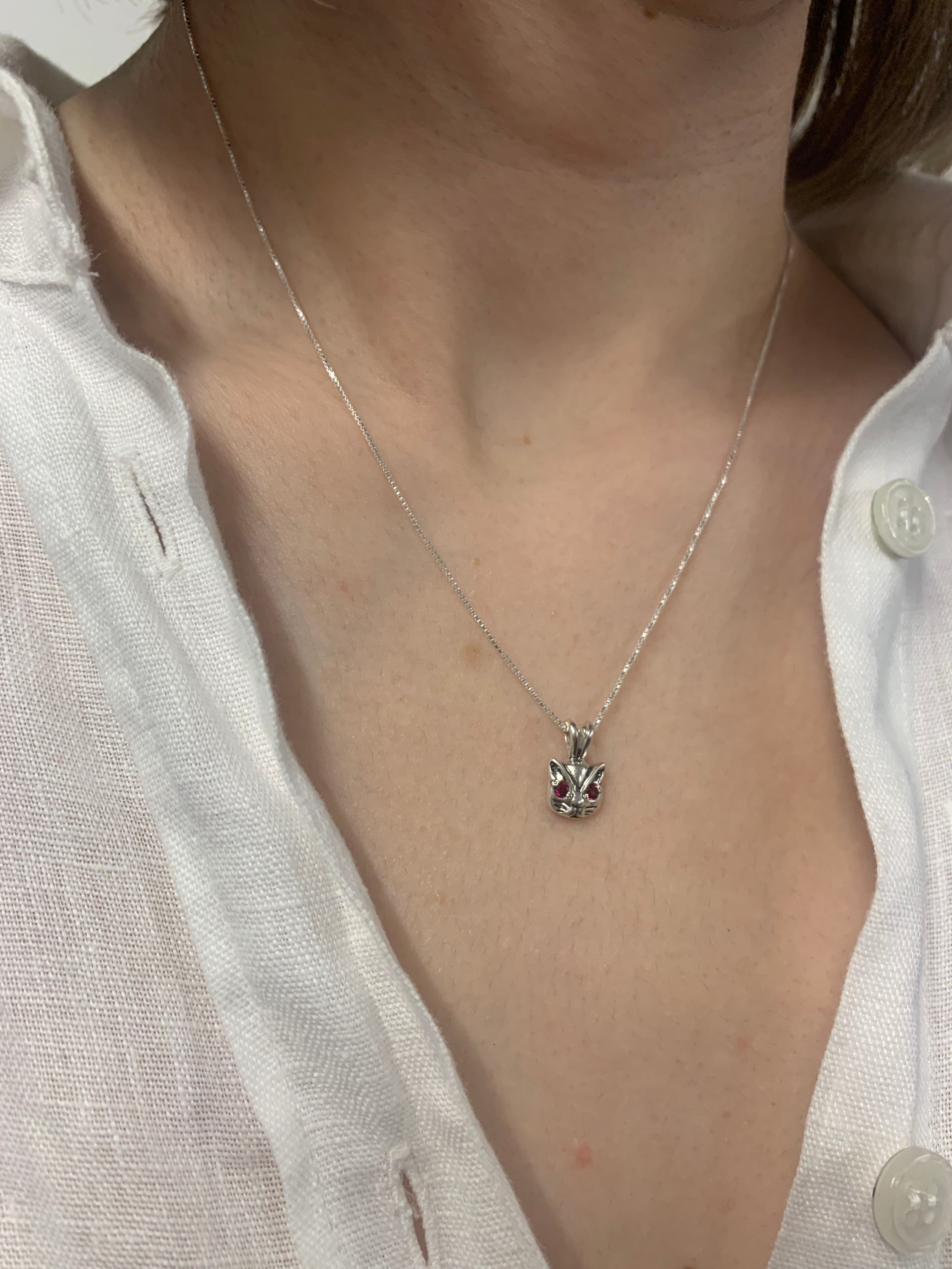 Ruby Pendant in 925 Sterling Silver, Round Created Red Ruby; ideal July birthday gift symbolizing passion and purity.