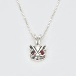 Created Ruby Pendant made in 925 Sterling Silver with Round Created Red Ruby in Prong setting, July Birthstone gift idea, symbolizes nobility, purity, and passion, ideal for everyday wear and perfect for birthday gifting and special occasions.