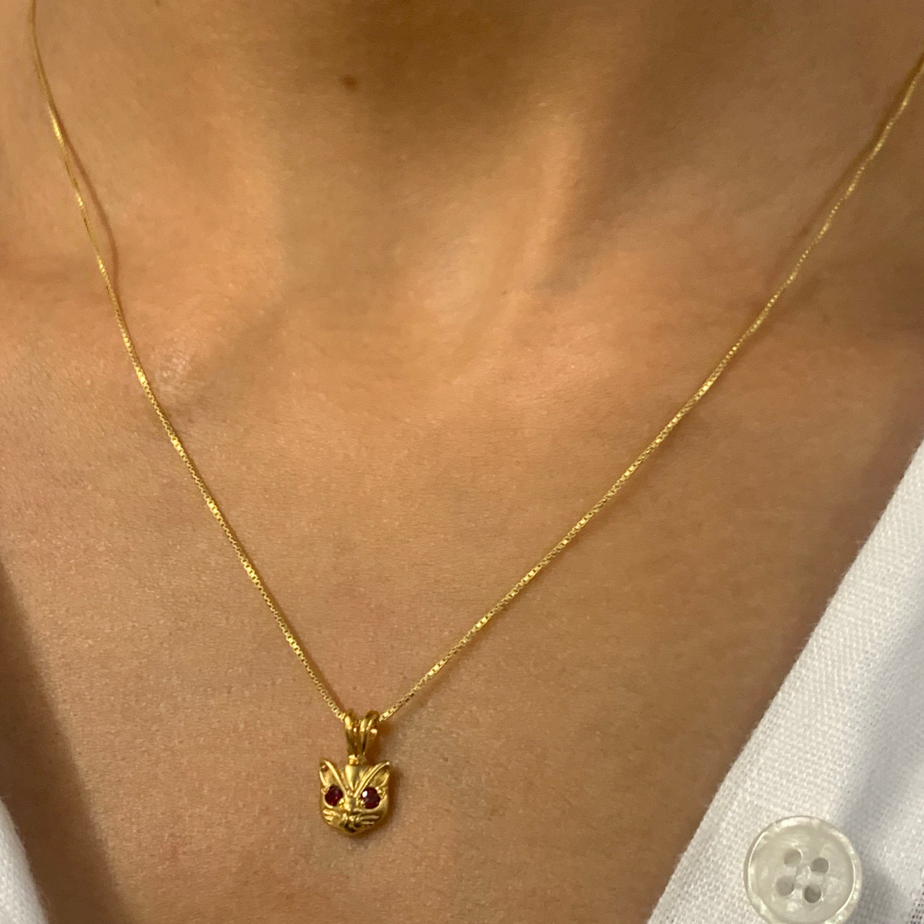 18k Gold Vermeil Ruby Pendant with Round Created Red Ruby, perfect for birthdays and special occasions, symbolizes passion and nobility.