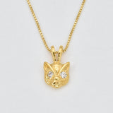 Cat Diamond Pendant - Silver Cat Necklace, Cat Lover Pendant