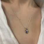 Created Sapphire Pendant in 925 Sterling Silver, featuring a Round Blue Sapphire. Ideal September birthday gift.