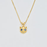 Created Sapphire Pendant made in 18k Gold Vermeil with Round Created Blue Sapphire in Prong setting, September Birthstone gift idea, symbolizes sincerity, truth, and faithfulness, ideal for everyday wear and perfect for birthday gifting and special occasions.