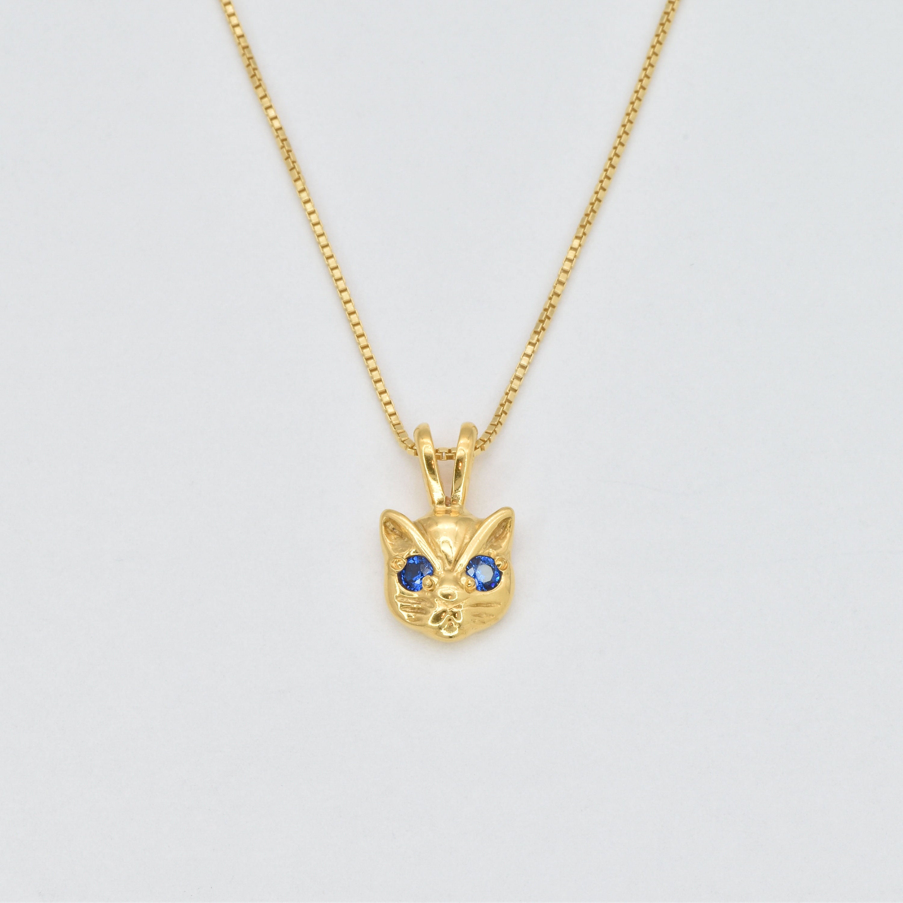 Created Sapphire Pendant made in 18k Gold Vermeil with Round Created Blue Sapphire in Prong setting, September Birthstone gift idea, symbolizes sincerity, truth, and faithfulness, ideal for everyday wear and perfect for birthday gifting and special occasions.