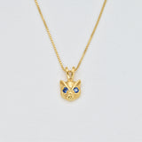 Created Sapphire Pendant made in 18k Gold Vermeil with Round Created Blue Sapphire in Prong setting, September Birthstone gift idea, symbolizes sincerity, truth, and faithfulness, ideal for everyday wear and perfect for birthday gifting and special occasions.