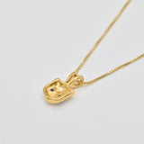 Dazzling Sapphire Pendant in 18k Gold Vermeil, featuring a Round Created Blue Sapphire, perfect for expressing love and devotion.