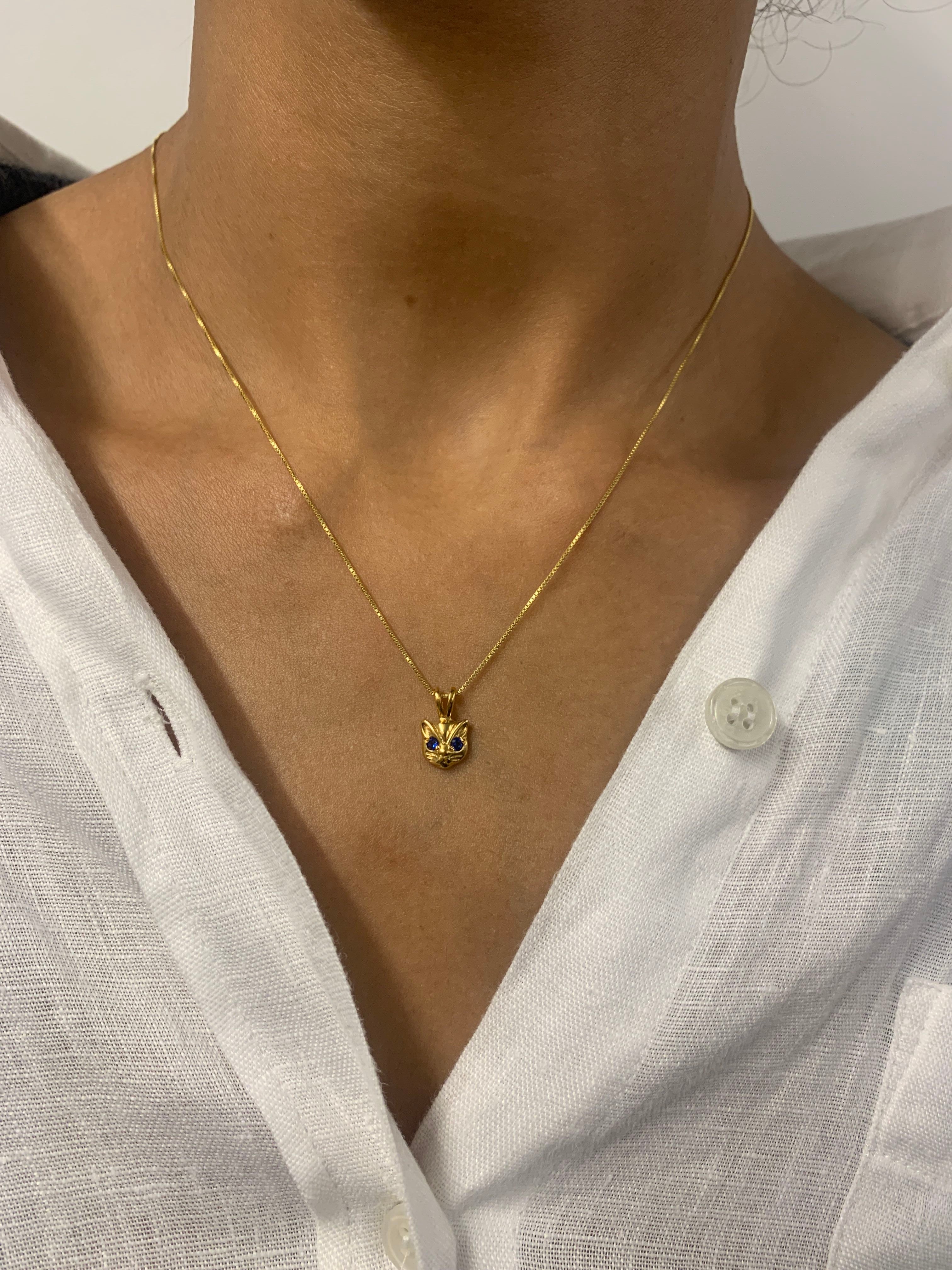 18k Gold Vermeil Sapphire Pendant with Round Created Blue Sapphire, a stunning piece representing truth and perfect for any occasion.