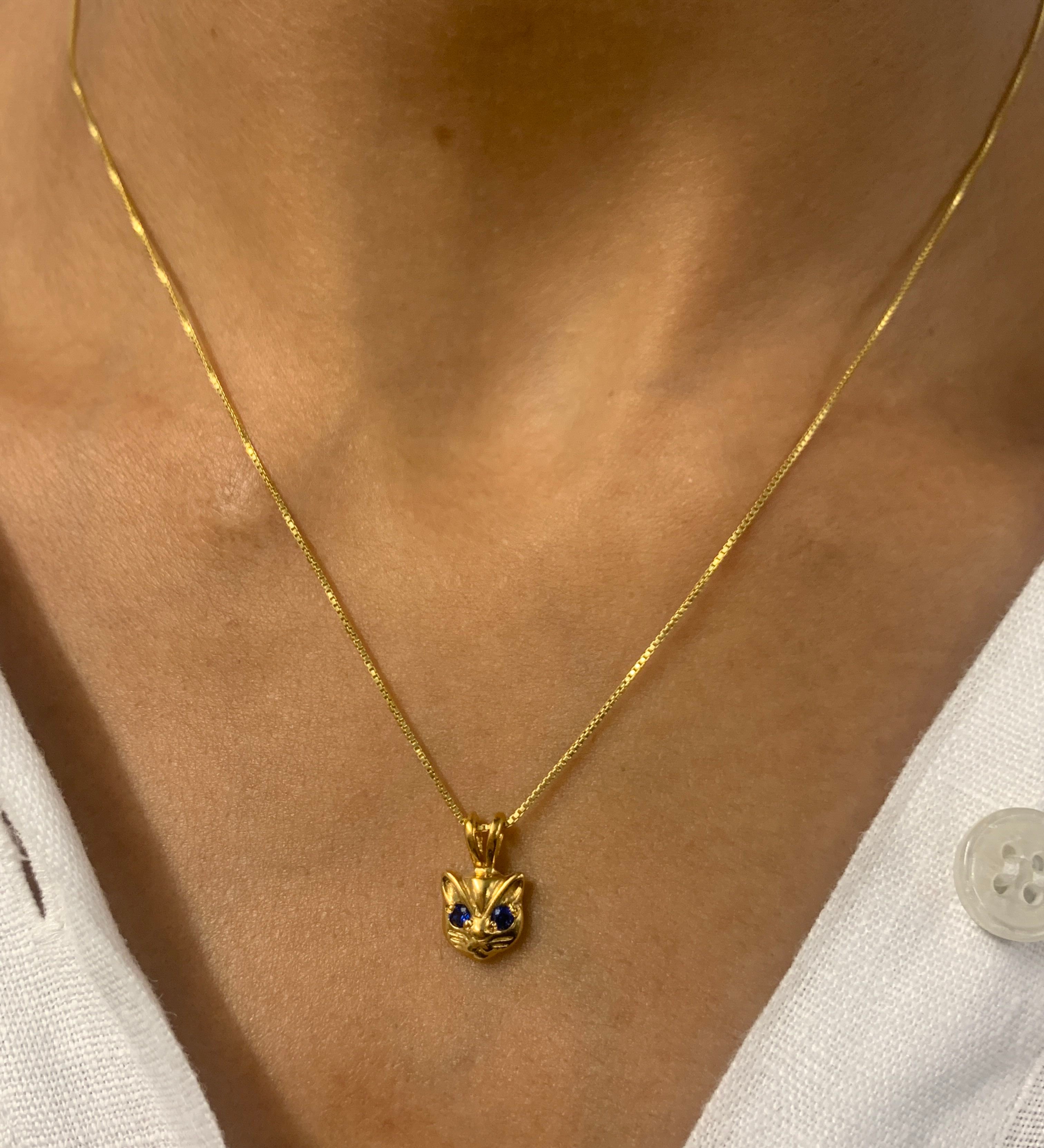 Sapphire Pendant in 18k Gold Vermeil with Round Created Blue Sapphire, perfect for September birthdays and special occasions.