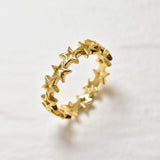Pink Stars Band - Rose Gold Stars Ring,  Pink Eternity Ring