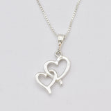 Twin Hearts Pendant - Double Hearts Necklace, Two Hearts Necklace