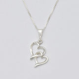 Twin Hearts Pendant - Double Hearts Necklace, Two Hearts Necklace