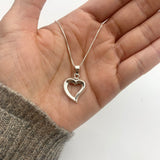Big Heart Pendant - Hollow Heart Necklace - Silver Heart Pendant