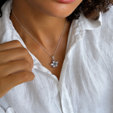 Exquisite Hawaiian Flower Pendant Necklace in 925 Sterling Silver, an elegant choice for special events and daily wear.