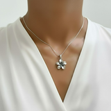 Hawaiian Plumeria Pendant Necklace in 925 Sterling Silver, perfect for gifts and everyday elegance.