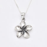 Hawaiian Flower Pendant - Big Flower Necklace, Silver Plumeria Pendant made in 925 Sterling Silver. Ideal for everyday wear and perfect for birthday gifting and special occasions.