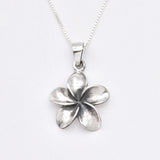 Hawaiian Flower Pendant - Big Flower Necklace, Silver Plumeria Pendant made in 925 Sterling Silver. Ideal for everyday wear and perfect for birthday gifting and special occasions.
