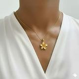 Hawaiian Gold Plumeria Pendant Necklace, crafted in 18k Gold Vermeil, perfect for casual wear and special celebrations.